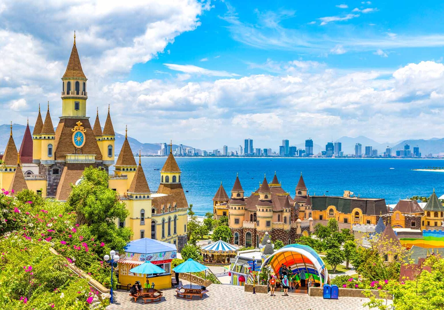 Vinpearl Land, Nha Trang, Vietnam - August 28, 2018: Vinpearl Land lying on the Hòn Tre Island, is a Resort Island with a Water Park, Amusement Park, and 5-star Hotels in Nha Trang
